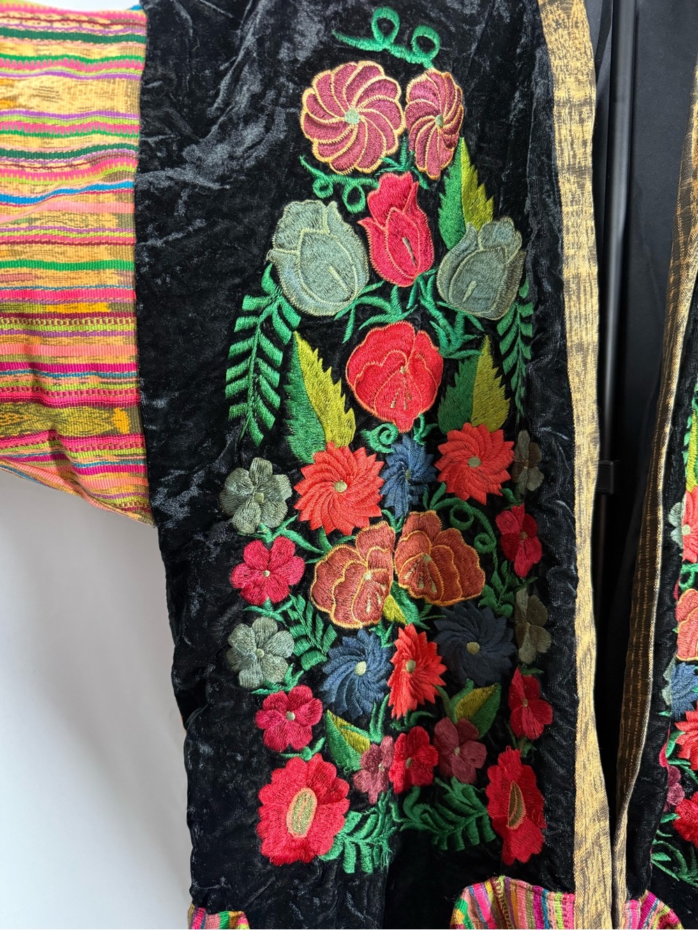 Vintage Embroidered Floral Boho Jacket Multicolor Folk Art XL 2X Statement - Picture 2 of 4